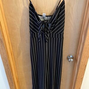 Black and White Striped Jumpsuit